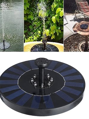 LED Light Solar Pump Powered Floating Water Fountain Garden Birdbath Pond