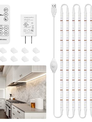 Elfland 120LEDs 13FT USB Powered Flexible LED Strip Lights PIR Motion Sensor Timer Wardrobe Cabinet Lamp Kitchen