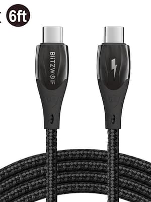 [3 Pack] BlitzWolf® BW-FC1 100W USB-C to USB-C 1.8M PD Power Delivery Cable PD3.0 QC4.0+ QC3.0 Fast Charging Data Transf