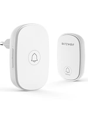 BlitzWolf® BW-DB1 RF433Mhz Self-Power Wireless Doorbell EU Plug 38 Ringtones 4 Volume Levels Adjustable Bell
