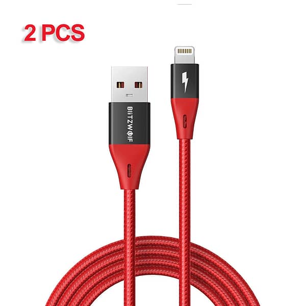 [2PCS] BlitzWolf BW-MF10 Pro 2.4A for Lightning to USB Cable With MFi Certified 1.8m/6ft For iPhone Charger Cable Data T