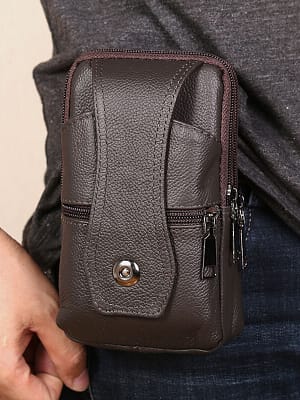 Men Durable Flap Magnetic Button Design Waist Bag Breathable Tasteless Belt Bag 6.5 Inch Phone Bag Crossbody Bags With S