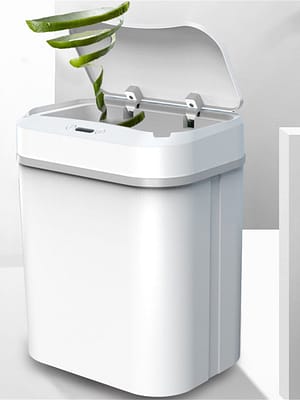 Home Intelligent Induction Trash Bin 12L Waterproof Electric Rubbish Trash Can Smart Waste Bins Kick Barrel Home Office