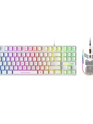 ZIYOULANG T2 Wired Keyboard & Mouse Set 88 Keys RGB Backlight Gaming Keyboard 6400DPI Ergonomic Home Office Mouse for La