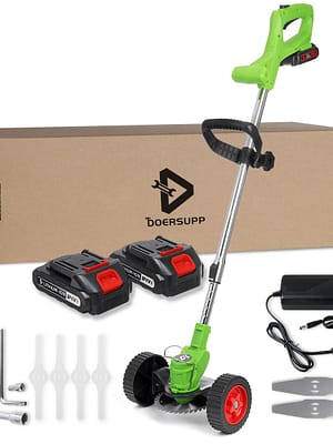 Doersupp 12/24V Portable Lawn Mower Handheld Mowing Machine Electric Grass Hedge Trimmer W/ 2pcs Battery