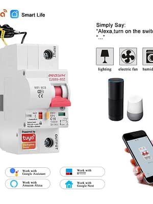 Tuya Smart Life 10A-125A 1P WiFi Smart Circuit Breaker Overload Short-circuit Protection Works with Alexa Google Home