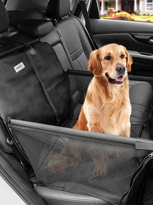 MATCC Car Rear Seat Covers Pet Mat Carrier Protector for Dogs with Seat Belt Waterproof Nonslip Dog Accessories Basket H