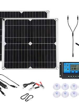 300W 18V Solar Panel Kit 2 in 1 RV Photovoltaic System 2Pcs Solar Power Panel