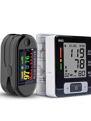 BOXYM 2 in 1 Finger Pulse Oximeter Blood Pressure Monitor Health Care Set for Elder Men Women Christmas Gift