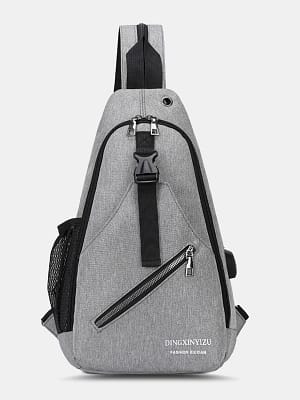 Men Multifunction Waterproof USB Chargeable Headphone Hole Chest Bags Backpack Shoulder Bag Crossbody Bags