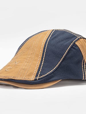 Collrown Men Cotton Color Contrast Letter Embroidery Pattern Casual Forward Hat Flat Cap Beret Cap