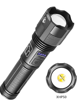 XANES® XHP50 1800lm Powerful Long Range Zoomable Flashlight Kit with 18650 Li-ion Battery USB Rechargeable & Power Displ