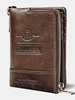 Men Genuine Leather Short Retro Multi-card Slot RFID Anti-theft ID Wallets Card Case Multifunctional Money Clip Coin Pur