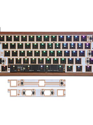 [Wooden Case Version] Geek Customized GK61XS RGB Keyboard Customized Kit Wired bluetooth Dual Mode Hot Swappable 60% PCB