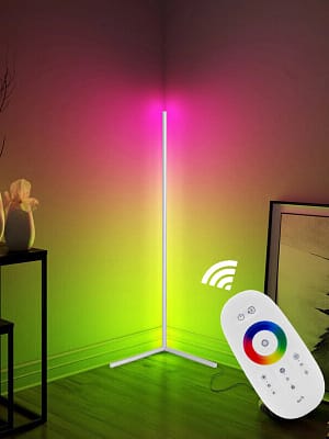 1.1/1.4/1.6M LED RGB Color Changing Corner Floor Lamp with Remote Multicolor