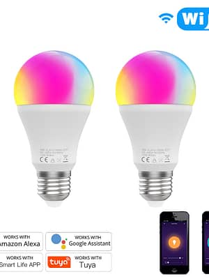 MoesHouse WiFi Smart LED Dimmable Light Bulb 10W RGB C+W Smart Life App Rhythm Control Work with Alexa Google Home E27 9