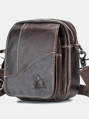 Men Genuine Leather Wear-resistant Large Capacity Vintage Cowhide Crossbody Bags Shoulder Bag Single Bag