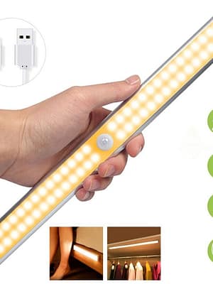 LED Closet Light USB Rechargeable Under-Cabinet Lamp Wireless Motion Sensor Night Light with Magnetic Strip for Cabinet