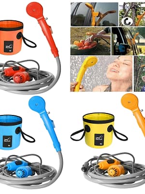 12V Camping Shower 20L Folding Bucket Bag Portable Car Washer High Pressure Power Electric Pump Washer Outdoor Camping T