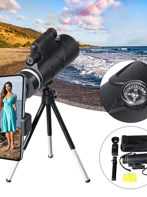 50X60 HD Zoom Monocular Optical Universal Telescope Night Vision with Tripod Phone Clip