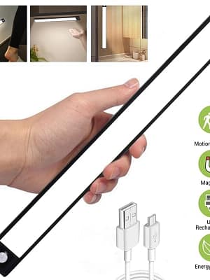 20/40/60CM Body Sensing Small Night Light USB Charging Lamp LED Portable Strip Light for Bedroom Wardrobe Bookcase Stair