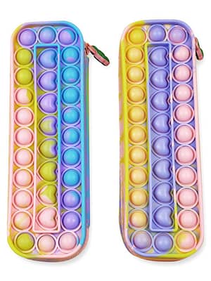Large Size Square Bubble Sensory Pencil Case Colorful Fidget Toys Stress Relief Stationery Storage Bag Soft Kids Toys Gi
