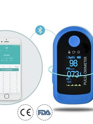 BOXYM Bluetooth Finger Pulse Oximeter APP Control SpO2 PI PR Monitoring Blood Oxygen Saturometro OLED Display Fingertip