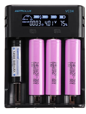 Astrolux® VC04 Micro Type-C 2A Quick Charge Li-ion Ni-MH Battery Charger Current Optional USB Charger For 18650 26650 21