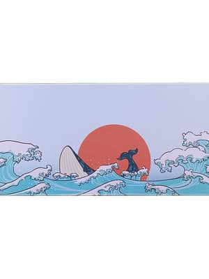 Coral Sea/Ukiyo-E Red/Dark Messenger Mouse Pad Large Keyboard Pad Desktop Non-slip Table Mat for Home Office