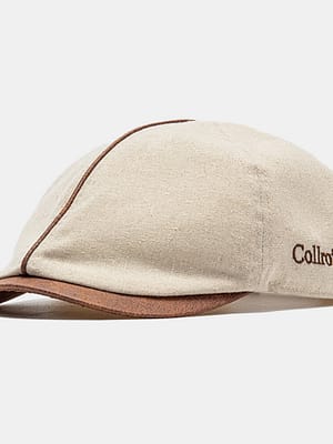 Collrown Men Cotton Solid Color Letter Embroidered Forward Cap Flat Cap Beret Cap
