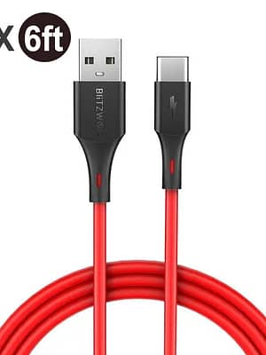 [5 Pack] BlitzWolf® BW-TC15 3A QC3.0 Quick Charge USB Type-C Cable Fast Charging Data Sync Transfer Cord Line 6ft/1.8m F