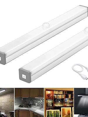 LED Night Light Motion Sensor Cabinet Lamp USB Rechargeable Closet Night Lamps for Wardrobe Kitchen Bedroom Step Lightin
