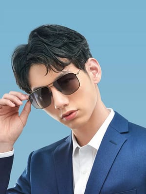 Xiaomi Classic Frame Sunglasses Pro Anti-UV Ultra light Gradient Gray Classic Square Stainless Steel Frame Polarized Len