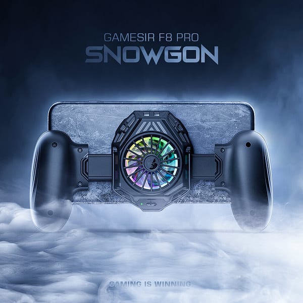 Gamesir F8 Pro Snowgon Game Controller Cooling Gamepad RGB Light Phone Holder Stand Cooling Grip Fan for IOS Android Sys