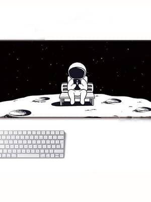 Cute Astronaut Pattern Mouse Pad Black and White Gaming Mouse Mat Lock Edge Design Keyboard Desk Mat For PC Laptop