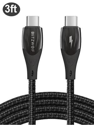 [3 Pack] BlitzWolf® BW-FC1 100W USB-C to USB-C PD Power Delivery Cable 1M PD3.0 QC4.0+ QC3.0 Fast Charging Data Transfer