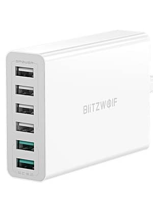 BlitzWolf® BW-S15 60W 6-Port USB Charger Dual QC3.0 Desktop Charging Station Smart Charger EU AU US Plug Adapter