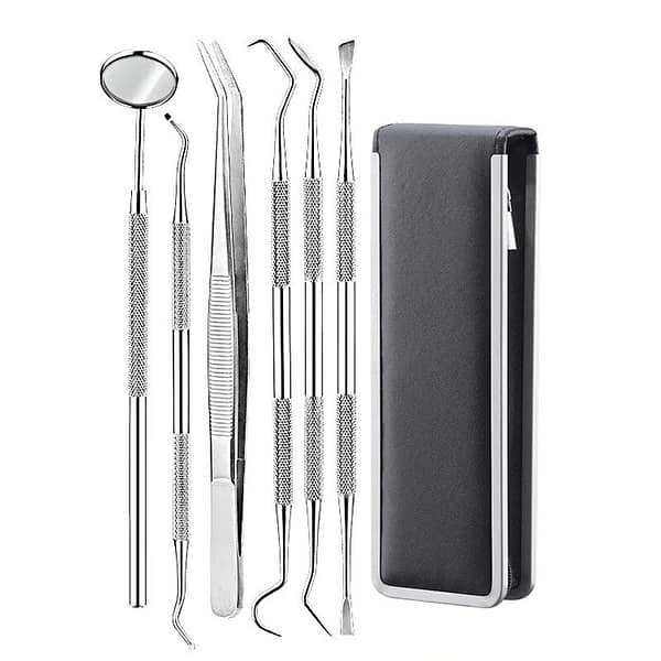 6pc/set Dental Mirror Stainless Steel Dental Dentist Prepared Tool Set Probe Tooth Care Kit Instrument Tweezer Hoe Sickl