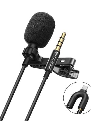 BlitzWolf CM1 Mini 3.5MM Omnidirectional Lavalier Cardioid Microphone HiFi Sound Noise Reduction Mic for YouTuBe Live Br