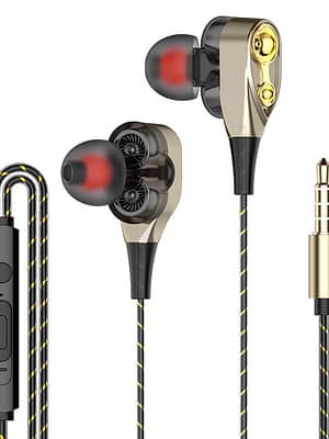 S1 3.5mm Wire In-ear Headset Dual Dynamic Driver 9D Stereo Surrounding Sound Earphones With Mic