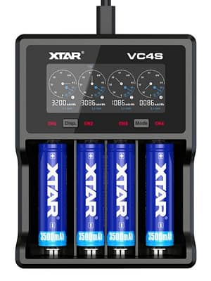 XTAR VC4S Smart Battery Charger 18650 Charger QC3.0 Fast Charging USB Input 3.7V 1.2V AA AAA Battery Charger