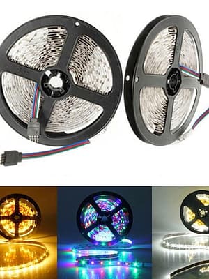 5M 300LED Strip Light SMD3528 Warm White Pure White RGB Flexible Indoor Home Lighting Non-Waterproof DC12V