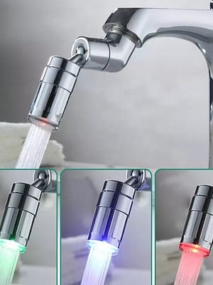 720° Rotation LED Tap Aerator Universal Splash Proof Swivel Water Saving Faucet Tap Nozzle for Kitchen Tap Bathroom Acce