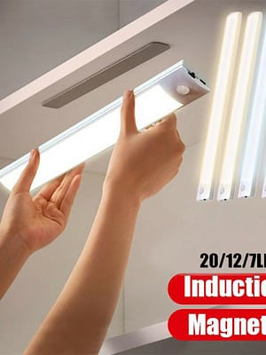 LED Night Light Motion Sensor Closet Lights Under Cabinet Light Wireless Stick-Anywhere Night Safe Light Bar with Large