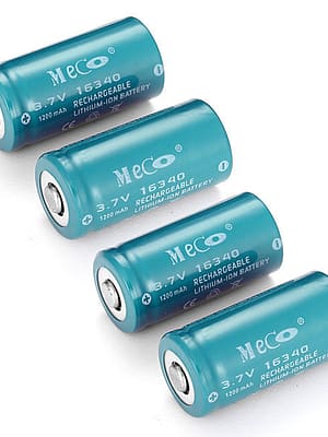 4PCS MECO 3.7v 1200mAh Reachargeable CR123A/16340 Li-ion Battery