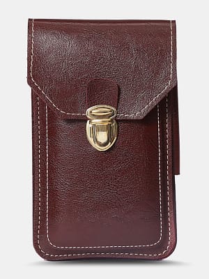 Men PU Leather Thin Hasp Waist Bag Vertical Square Wear-resistant Phone Bag