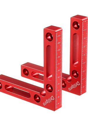 Drillpro DP-WD3 2Pcs Woodworking Precision Clamping Square L Shape Auxiliary Fixture Machinist Square with Metric and In