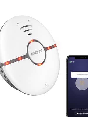 BlitzWolf® BW-IS7 WiFi Smoke Detector LED Indicator 360° Sensing FireAPP Remote Alarm