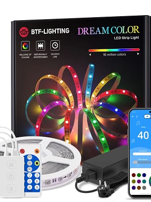 ARILUX 5M 10M 20M LED Strip Light Bluetooth Music APP Control RGB IC Flexible Led Light Strip for Room TV Bedroom Party