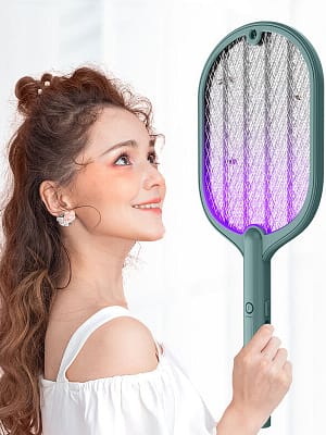 2 in 1 Electric Mosquito Killer USB 1200mAh Rechargeable Bug Zapper Summer Fly Swatter Trap Home Bug Insect Racket